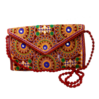 Traditional Looking Round Leaf Embroidererd Purse Bag 