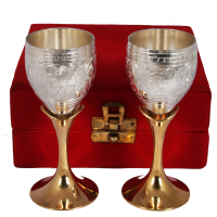 Two-Tone German Silver Wine Glass Set Of 2 