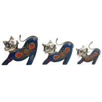 Wood And Iron Cat Set Of 3