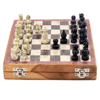 Wood and marble chess set