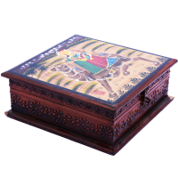 Wooden Box with Antique Carving and Camel Painting 