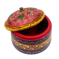 Multicolor Wooden Dibbi with Embossed Work