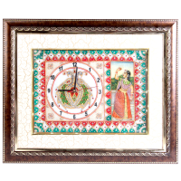 Wooden Frame Marble Clock with Bani Thani Painting & LED