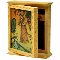 Wooden key stand with gemstone painting